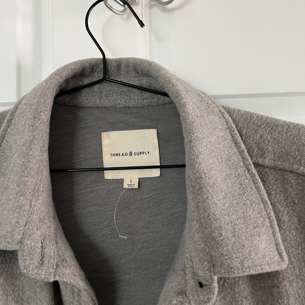 Gray Shacket Jacket Button Up - Picture 2 of 5